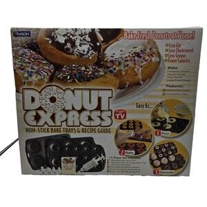 Donut Express Non-Stick bake trays with injector New sealed box